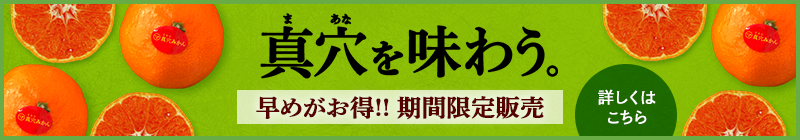 バナー：真穴を味わう。　早めがお得!!期間限定販売