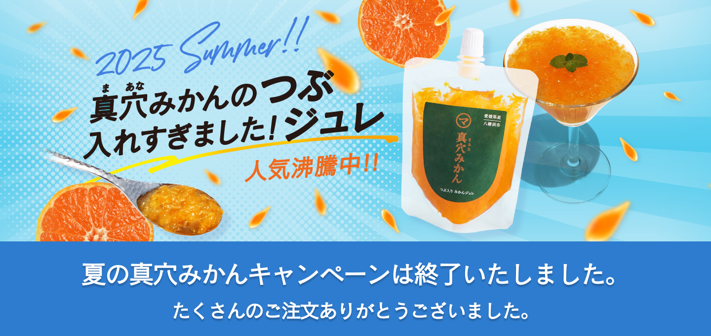 2025 Summer!! 真穴みかんのつぶ入れすぎました！ジュレ 人気沸騰中!! 期間限定6月16日～8月4日全国送料無料キャンペーン中！